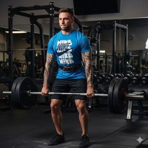 Nike Mens 3XL Blue Swoosh Stacked Graphic T-Shirt Short Sleeve Top